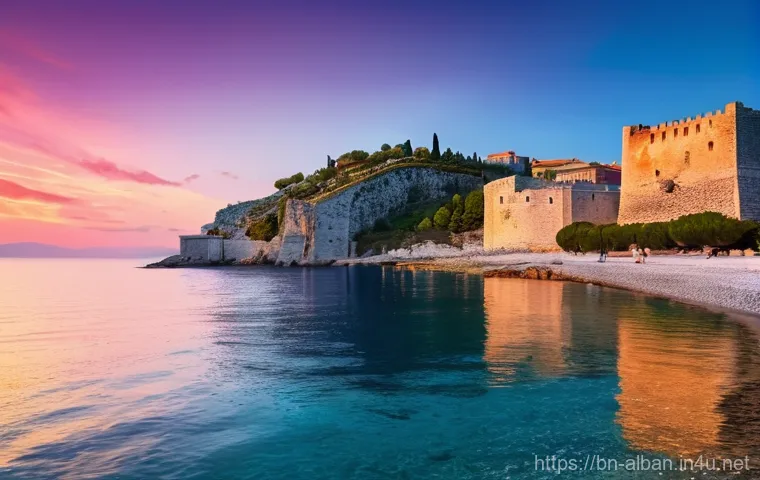 알바니아에서 사진 촬영 명소 - **Coastal Sunset at a Historic Albanian Fortress**
"A stunning panoramic view of the Albanian Ri...