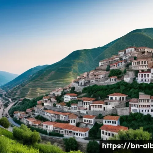 알바니아 가는 방법 - **Prompt:** "A panoramic, highly detailed view of the historic city of Berat, Albania, famously know...
