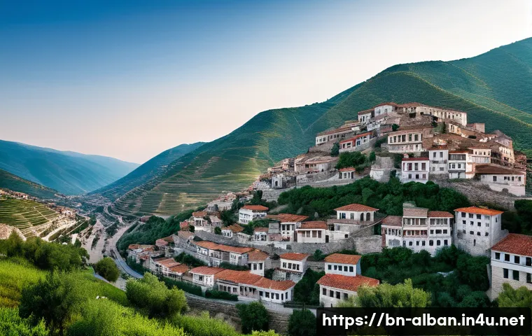 알바니아 가는 방법 - **Prompt:** "A panoramic, highly detailed view of the historic city of Berat, Albania, famously know...