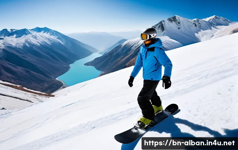 알바니아에서 스노보드 명소 - **Prompt 1: Untouched Peaks of Përmet**
    "A lone snowboarder, fully equipped in vibrant, modern w...